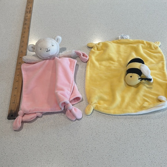 Plush Lamb pink and Bee yellow Toy Set - Pink and Yellow lovey set - Picture 8 of 8
